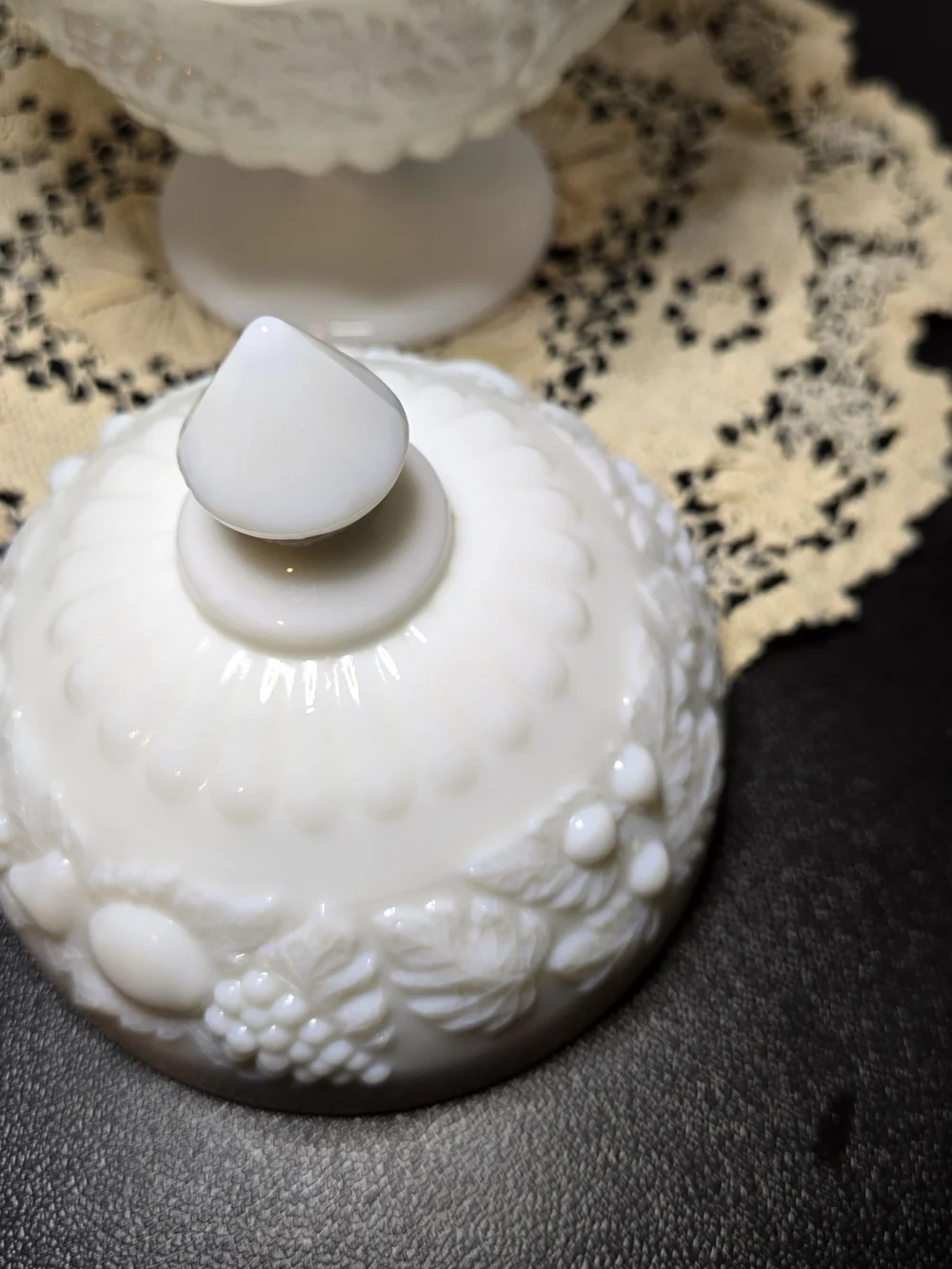 Classic White Milk Glass Covered Compote Bowl